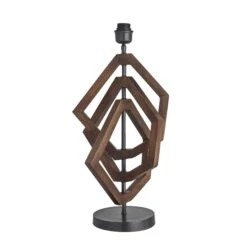 Wooden Geometric Polygon Table Lamp - Walnut - Base Only 7 Wooden Geometric Polygon Table Lamp - Walnut - Base Only -Lumi Home Shop table lamp base wooden geometric polygon walnut WO GE POTL WN BO front