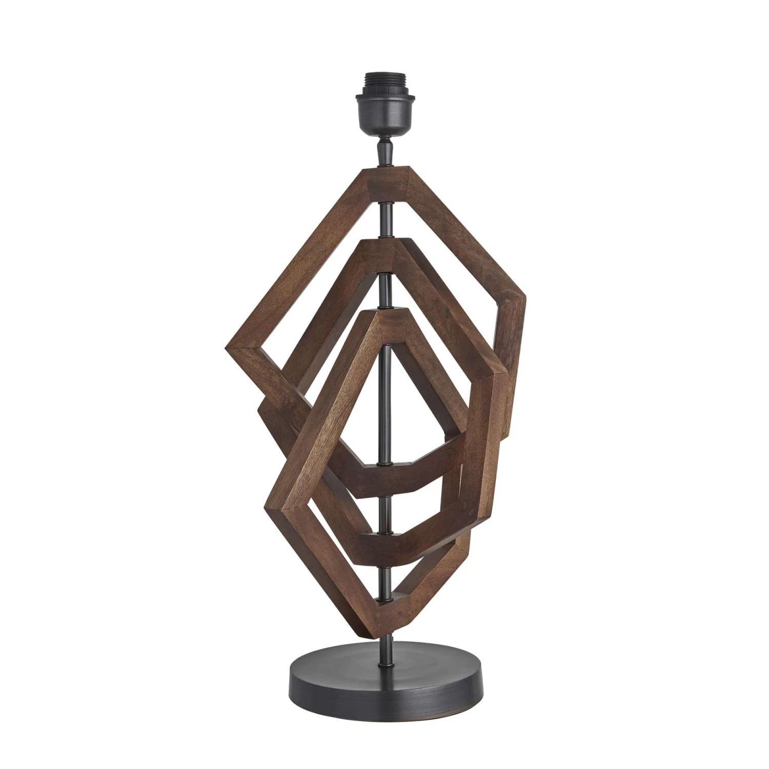 Wooden Geometric Polygon Table Lamp - Walnut - Base Only 5 Wooden Geometric Polygon Table Lamp - Walnut - Base Only - Image 3
