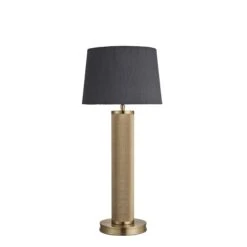 Knurled Pillar Table Lamp - Brass -Lumi Home Shop table lamp knurled pillar brass small empire grey KN PILTL B GR SEM