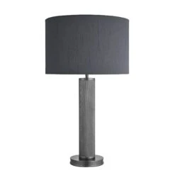 Knurled Pillar Table Lamp - Pewter -Lumi Home Shop table lamp knurled pillar pewter large drum grey KN PILTL P GR LDR