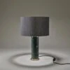 Marble Pillar Cylinder Table Lamp - Green & Brass -Lumi Home Shop table lamp marble pillar cylinder green brass lampshade large drum grey MA PIL CYTL GR B GR LDR in situ