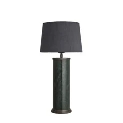 Marble Pillar Cylinder Table Lamp - Green & Pewter -Lumi Home Shop table lamp marble pillar cylinder green pewter lampshade small empire grey MA PIL CYTL GR P GR SEM