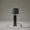 Marble Pillar Cylinder Table Lamp - Green & Pewter -Lumi Home Shop table lamp marble pillar cylinder green pewter lampshade small empire grey MA PIL CYTL GR P GR SEM in situ