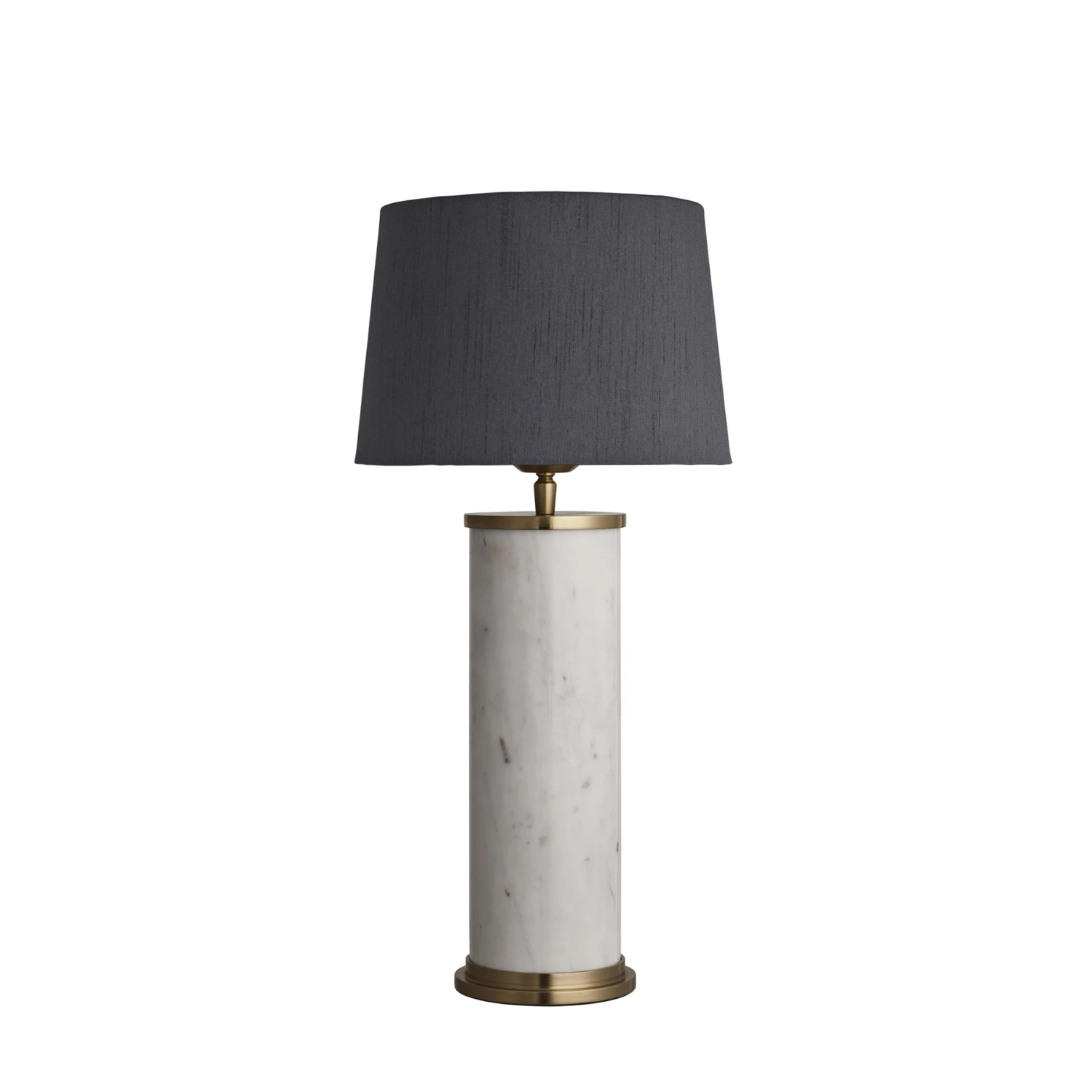 Marble Pillar Cylinder Table Lamp - White & Brass - Image 8