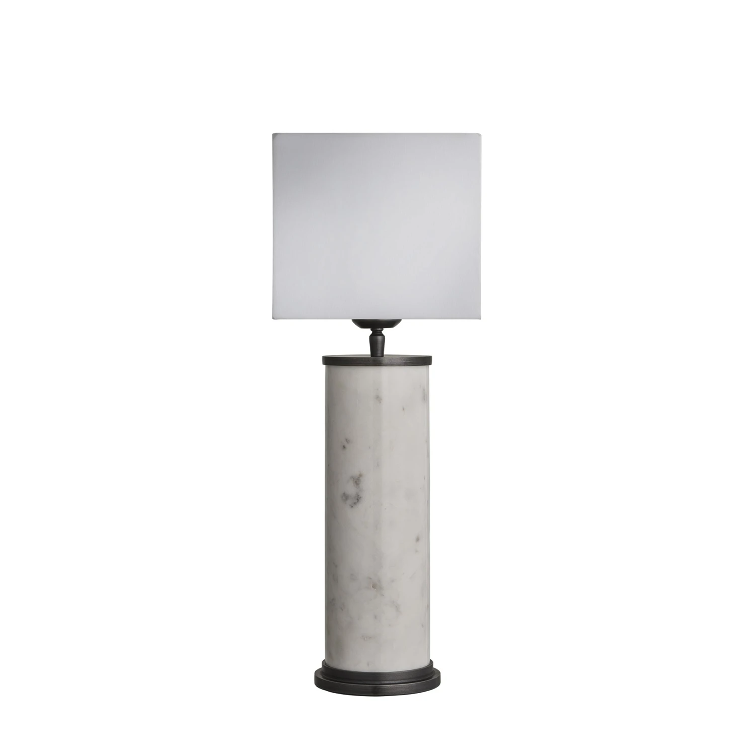 Marble Pillar Cylinder Table Lamp - White & Pewter 9 Marble Pillar Cylinder Table Lamp - White & Pewter - Image 7