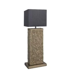 Ornate Column Table Lamp - Brass -Lumi Home Shop table lamp ornate column brass lampshade large cube grey lighting ORN COTL B GR SCU angled