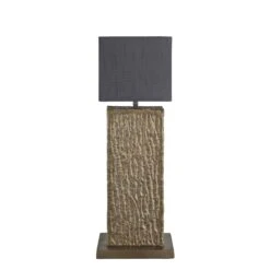 Ornate Column Table Lamp - Brass -Lumi Home Shop table lamp ornate column brass lampshade large cube grey lighting ORN COTL B GR SCU front