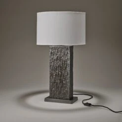 Ornate Column Table Lamp - Pewter