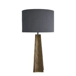 Ornate Obelisk Table Lamp - Brass -Lumi Home Shop table lamp ornate obelisk brass lampshade large drum grey ORN OBTL B GR LDR front