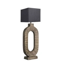 Ornate Oval Table Lamp - Brass -Lumi Home Shop table lamp ornate oval brass lampshade small cube grey lighting ORN OTL B GR SCU angled