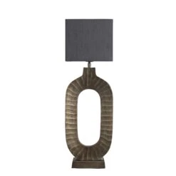 Ornate Oval Table Lamp - Brass -Lumi Home Shop table lamp ornate oval brass lampshade small cube grey lighting ORN OTL B GR SCU front