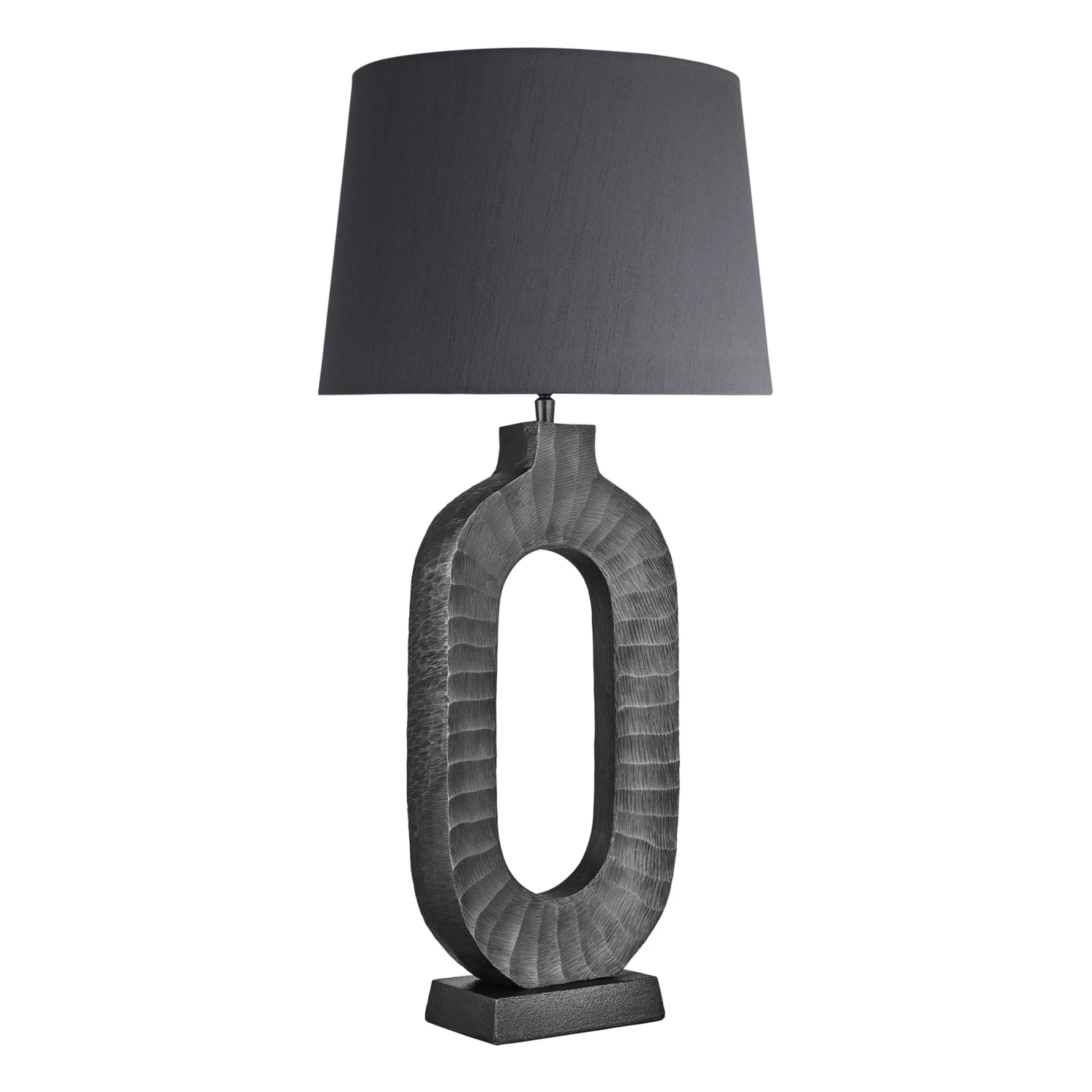 Ornate Oval Table Lamp - Pewter - Image 5