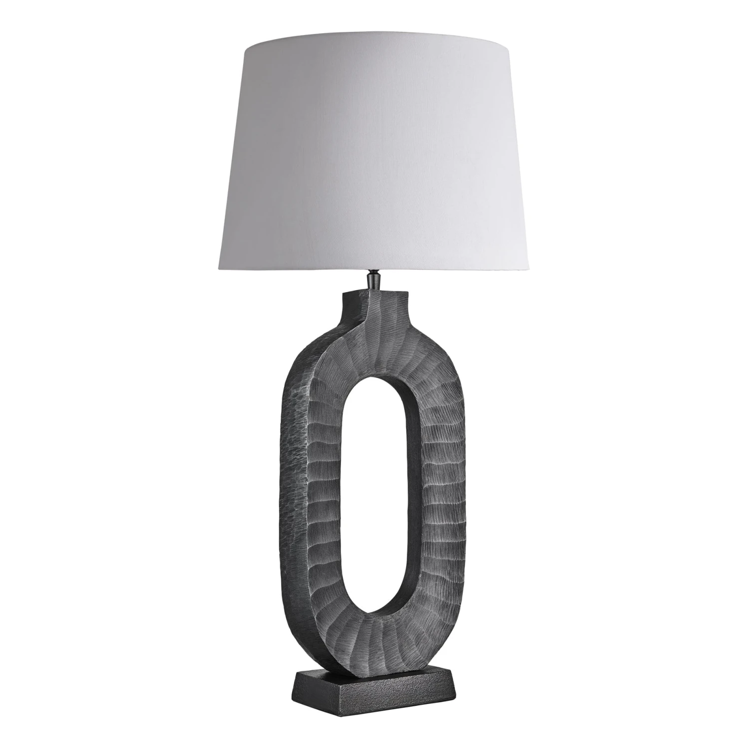 Ornate Oval Table Lamp - Pewter - Image 7