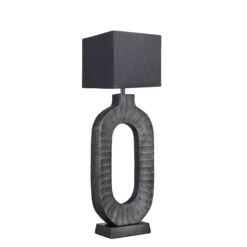 Ornate Oval Table Lamp - Pewter -Lumi Home Shop table lamp ornate oval pewter lampshade small cube grey lighting ORN OTL P GR SCU angled