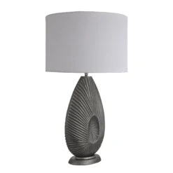 Ornate Tulip Table Lamp - Pewter 19 Ornate Tulip Table Lamp - Pewter -Lumi Home Shop table lamp ornate tulip pewter lampshade large drum white ORN TUTL P W LDR angled