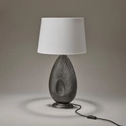 Ornate Tulip Table Lamp - Pewter