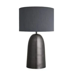 Pillar Geometric Bell Table Lamp - Pewter -Lumi Home Shop table lamp pillar bell pewter lampshade large drum grey PIL GE BLTL P GR LDR