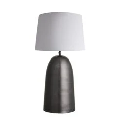 Pillar Geometric Bell Table Lamp - Pewter -Lumi Home Shop table lamp pillar bell pewter lampshade large empire white PIL GE BLTL P W LEM