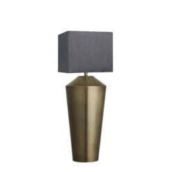 Pillar Geometric Cone Table Lamp - Brass -Lumi Home Shop table lamp pillar cone brass lampshade small cube grey PIL GE CTL B GR SCU