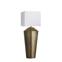 Pillar Geometric Cone Table Lamp - Brass -Lumi Home Shop table lamp pillar cone brass lampshade small cube white PIL GE CTL B W SCU