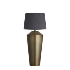 Pillar Geometric Cone Table Lamp - Brass -Lumi Home Shop table lamp pillar cone brass lampshade small empire grey PIL GE CTL B GR SEM
