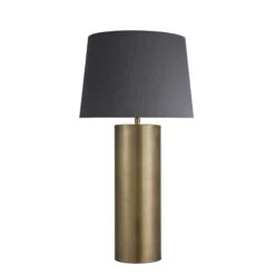 Pillar Cylinder Table Lamp - Brass -Lumi Home Shop table lamp pillar cylinder brass shade lrge empire grey PIL GE CYTL B GR LEM