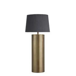 Pillar Cylinder Table Lamp - Brass -Lumi Home Shop table lamp pillar cylinder brass shade smll empire grey PIL GE CYTL B GR SEM