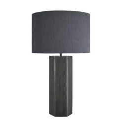 Pillar Hex Table Lamp - Pewter 25 Pillar Hex Table Lamp - Pewter -Lumi Home Shop table lamp pillar hex pewter large drum grey PIL GE HETL P GR LDR front