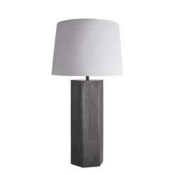 Pillar Hex Table Lamp - Pewter 19 Pillar Hex Table Lamp - Pewter -Lumi Home Shop table lamp pillar hex pewter large empire white PIL GE HETL P W LEM angled