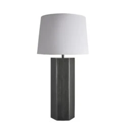 Pillar Hex Table Lamp - Pewter 18 Pillar Hex Table Lamp - Pewter -Lumi Home Shop table lamp pillar hex pewter large empire white PIL GE HETL P W LEM front