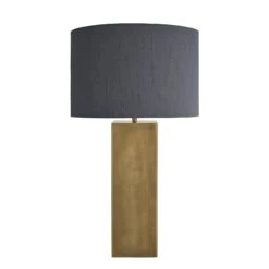 Pillar Square Table Lamp - Brass -Lumi Home Shop table lamp pillar square brass large drum grey PIL GE SQTL B GR LDR front