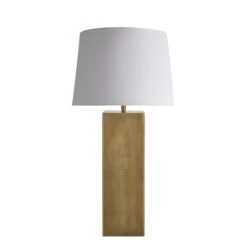 Pillar Square Table Lamp - Brass -Lumi Home Shop table lamp pillar square brass large empire white PIL GE SQTL B W LEM front