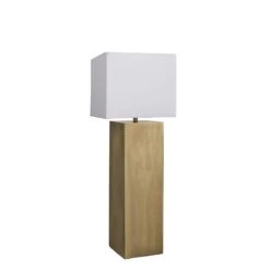 Pillar Square Table Lamp - Brass -Lumi Home Shop table lamp pillar square brass small cube white PIL GE SQTL B W SCU angled