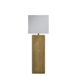 Pillar Square Table Lamp - Brass -Lumi Home Shop table lamp pillar square brass small cube white PIL GE SQTL B W SCU front