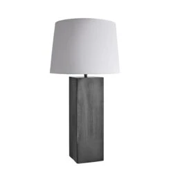 Pillar Square Table Lamp - Pewter -Lumi Home Shop table lamp pillar square pewter large empire white PIL GE SQTL P W LEM angle
