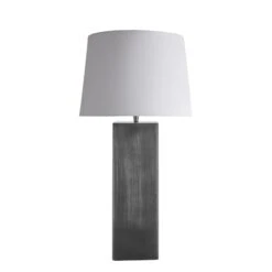 Pillar Square Table Lamp - Pewter -Lumi Home Shop table lamp pillar square pewter large empire white PIL GE SQTL P W LEM front