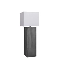 Pillar Square Table Lamp - Pewter -Lumi Home Shop table lamp pillar square pewter small cube white PIL GE SQTL P W SCU angled