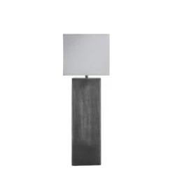 Pillar Square Table Lamp - Pewter -Lumi Home Shop table lamp pillar square pewter small cube white PIL GE SQTL P W SCU front