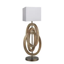 Wooden Geometric Circle Table Lamp - Natural -Lumi Home Shop table lamp wooden geo circle natural smll cube white WO GE CITL N W SCU angled