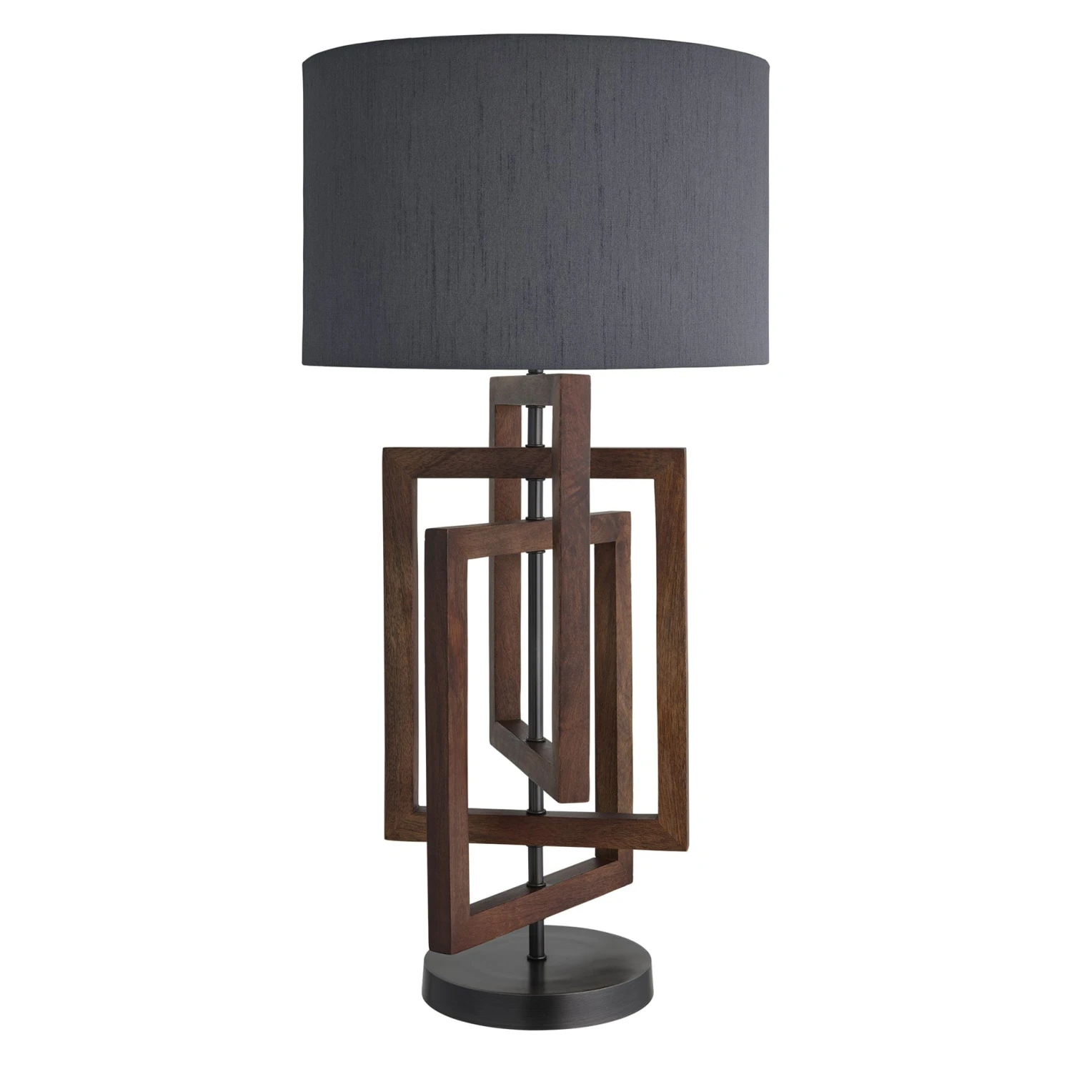 Wooden Geometric Rectangle Table Lamp - Walnut - Image 2