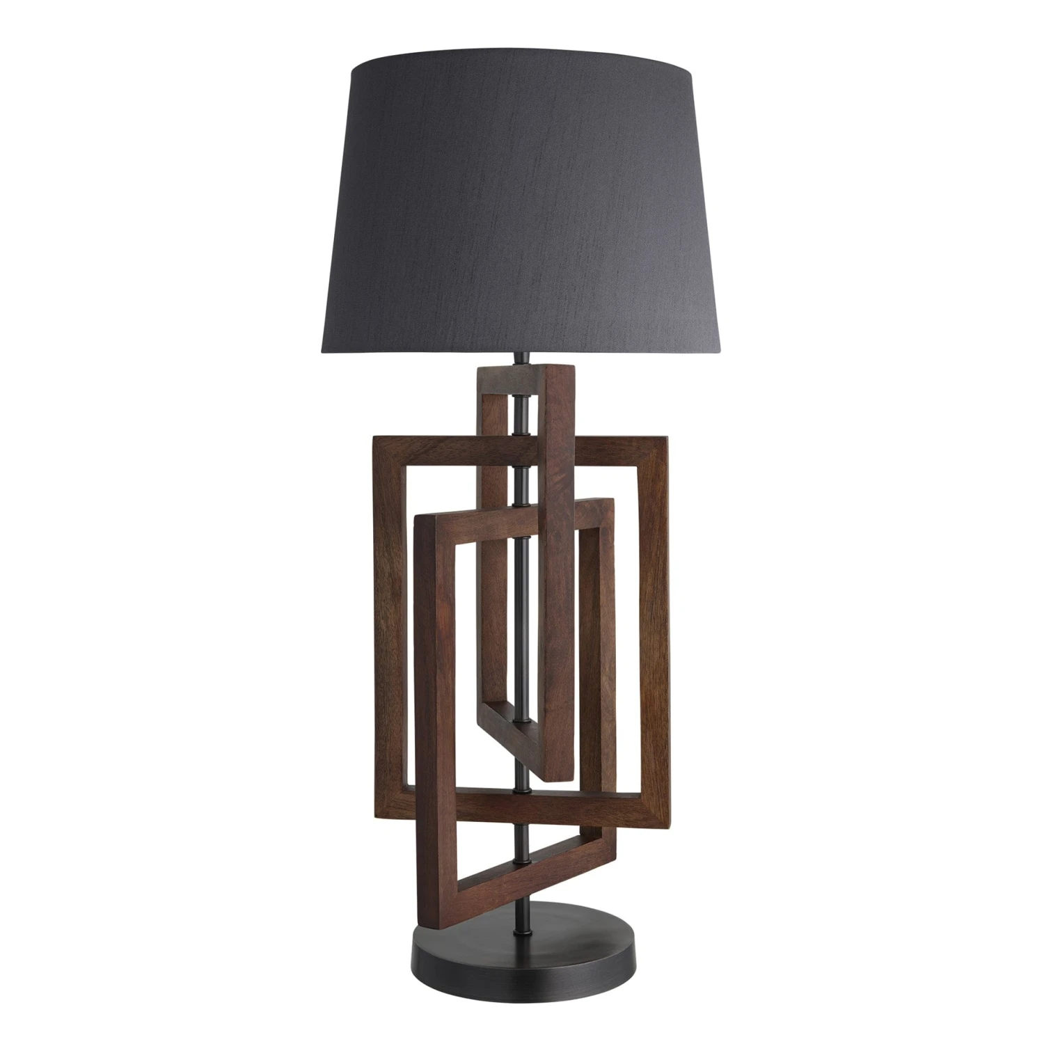 Wooden Geometric Rectangle Table Lamp - Walnut - Image 6