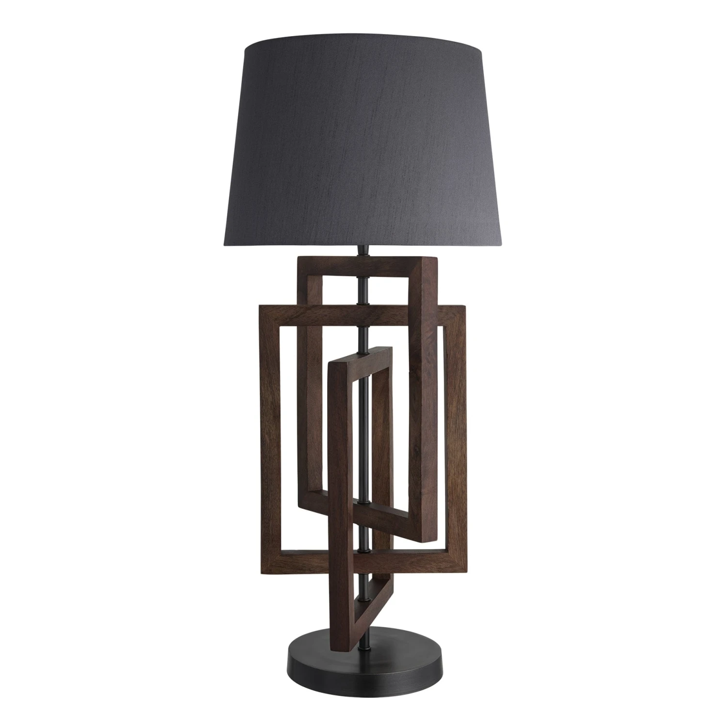 Wooden Geometric Rectangle Table Lamp - Walnut - Image 7
