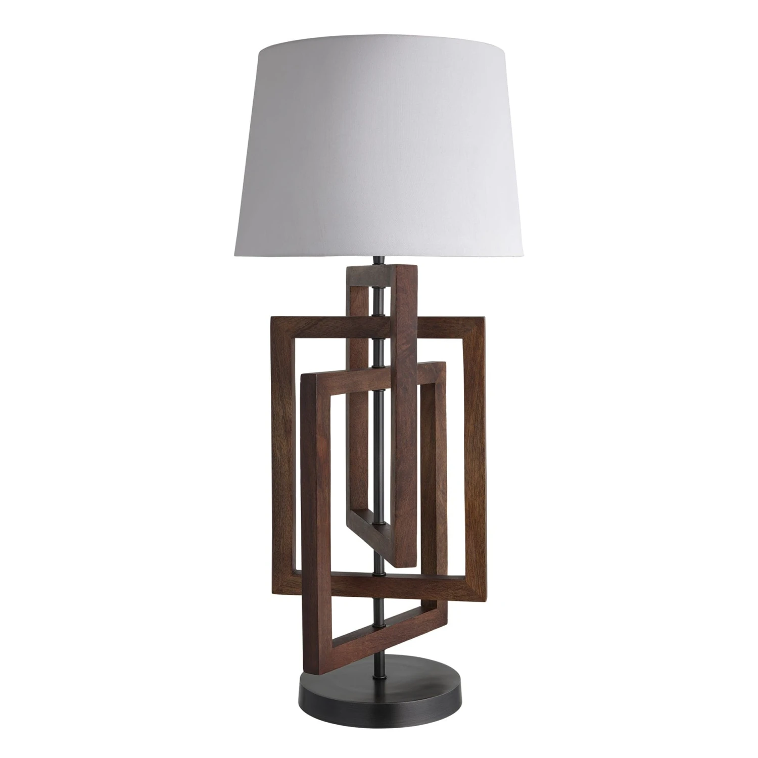 Wooden Geometric Rectangle Table Lamp - Walnut - Image 8