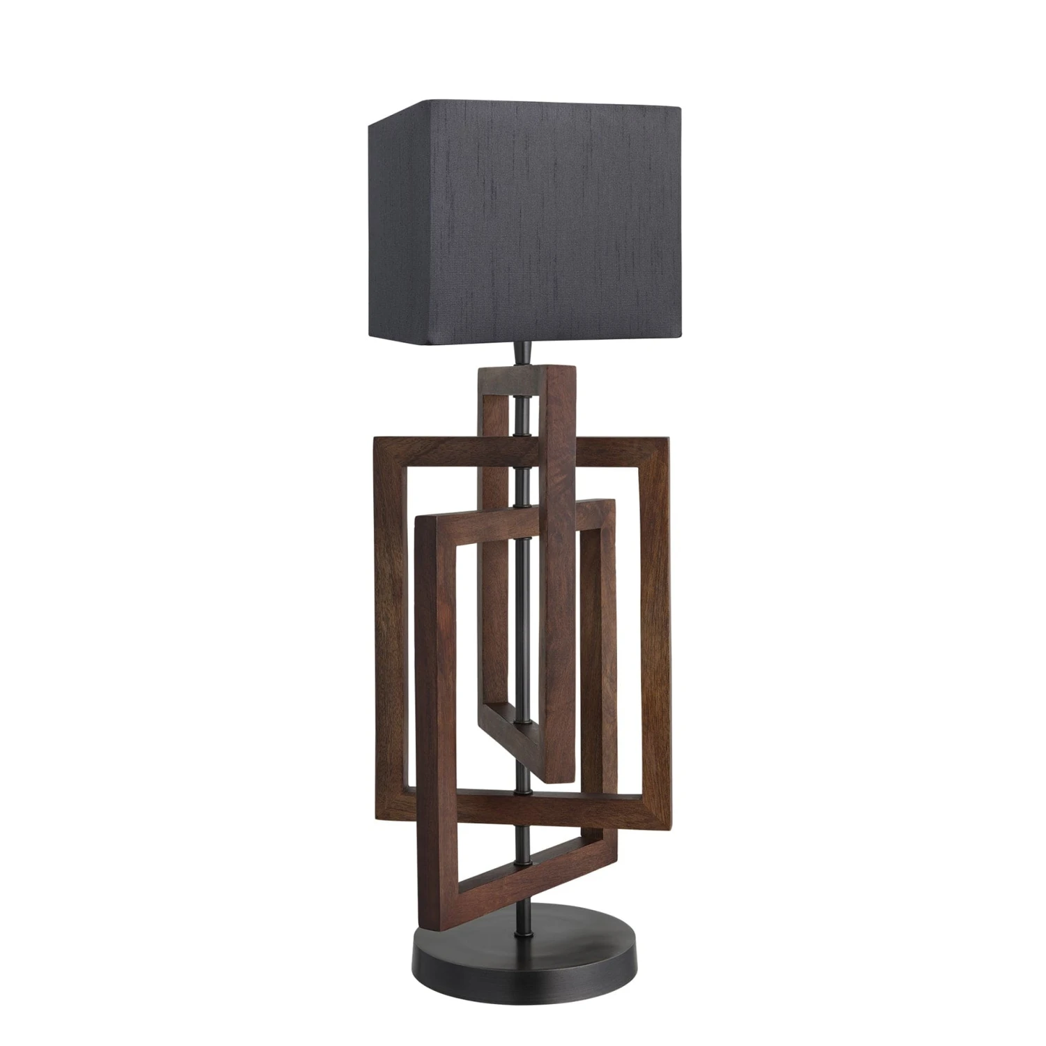 Wooden Geometric Rectangle Table Lamp - Walnut - Image 10