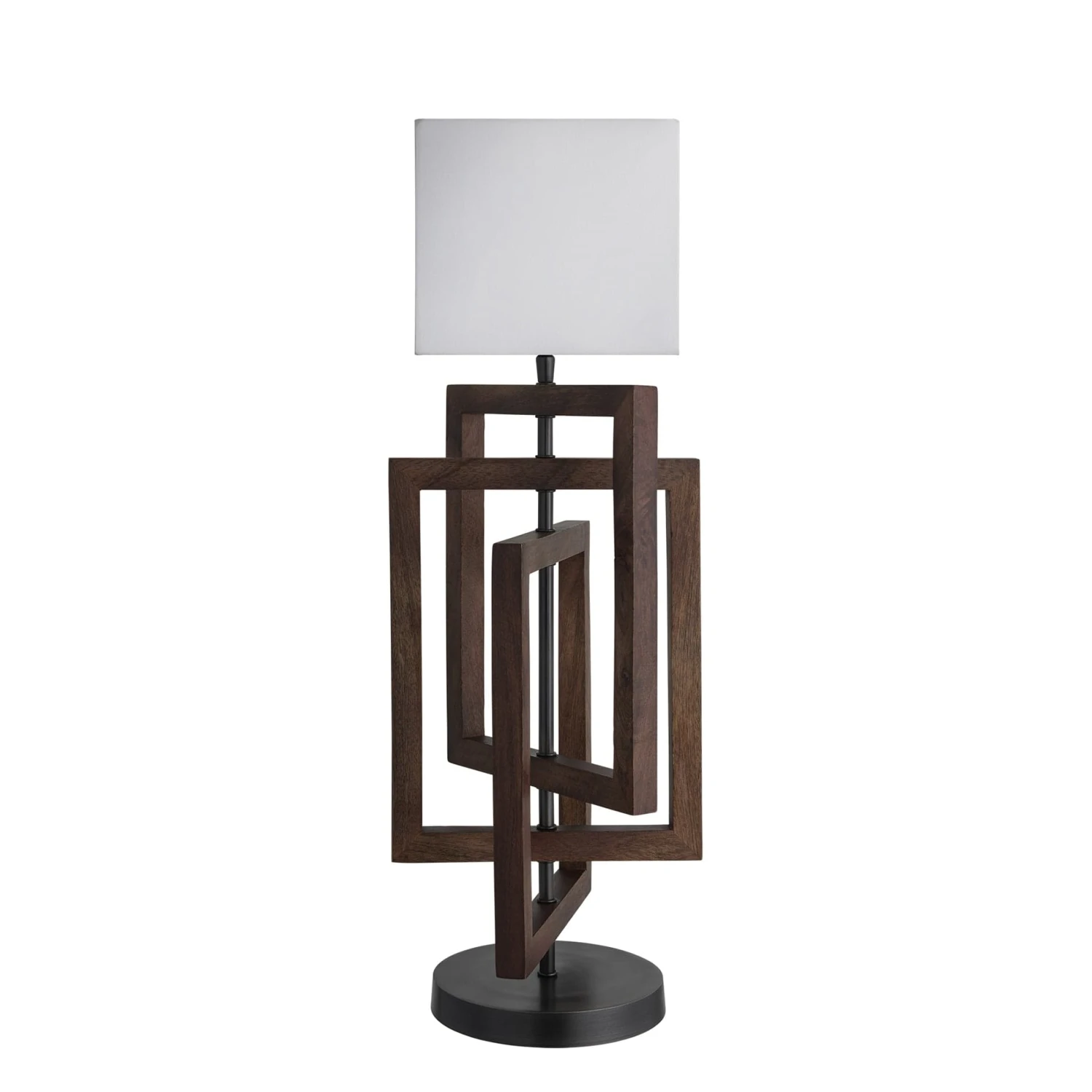 Wooden Geometric Rectangle Table Lamp - Walnut - Image 13